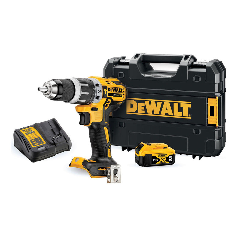 Taladro Percutor Atornillador Inalámbrico De 13mm Dewalt Dcd796p1 + 1 Batería De 5ah + Accesorio Con Maletín De Transporte Amarillo
