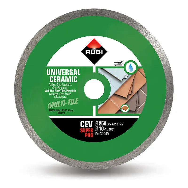 Disco Diamante Rubi 30949 Super Pro Continuo Cev 250 Mm  Verde Claro