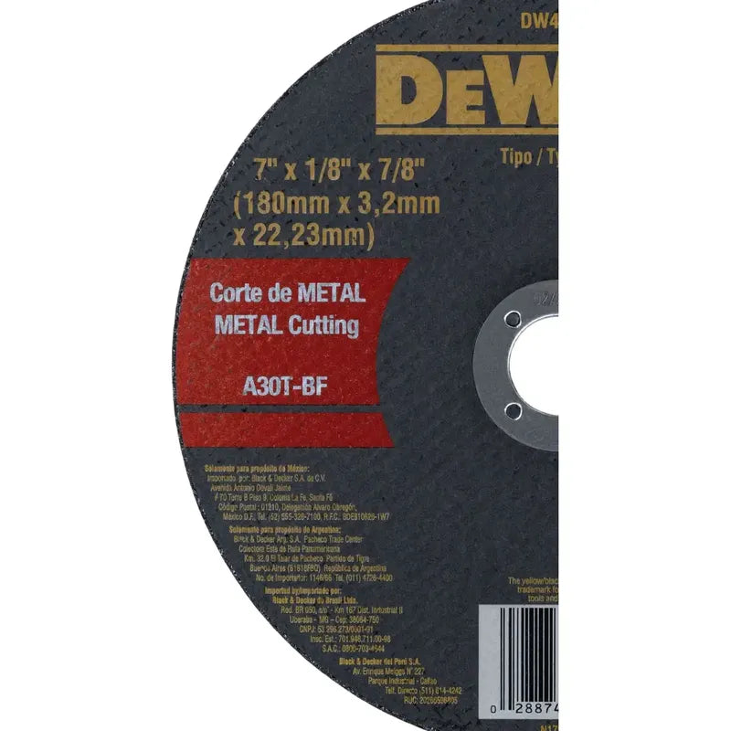 Pack 5 Discos De Corte Metal 7''x3x22,23mm - Dewalt Negro