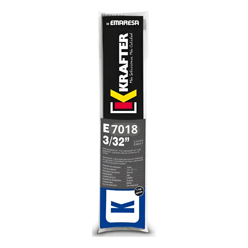 Electrodo Soldadura Krafter E7018 Diám. 3/32 - 2.4mm 1 Kg  Plateado