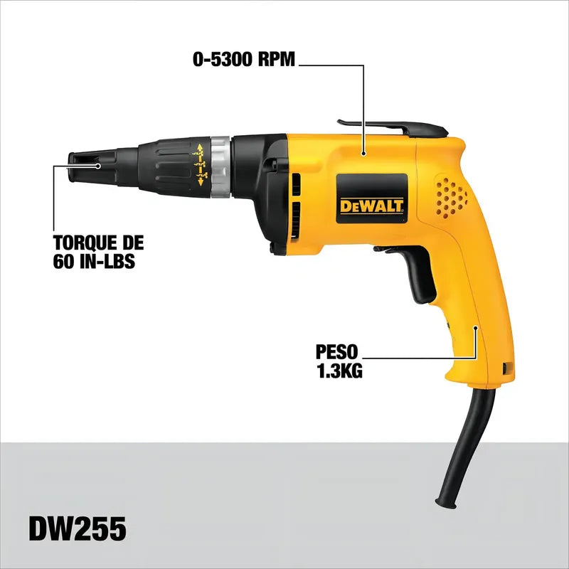 Atornillador Para Tablaroca 540w Dewalt Dw255-b2 Amarillo