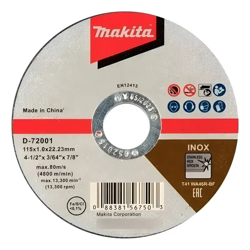 10 Discos Corte Acero Inox Makita D-72001-10  4-1/2 X 1mm Marrón Claro