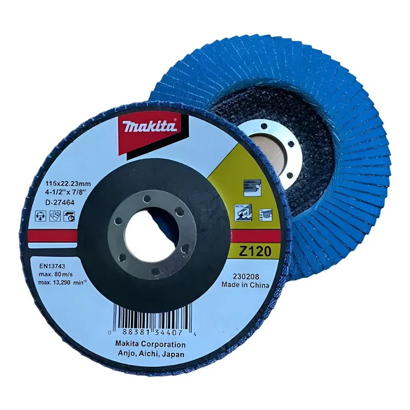 Disco Traslapado Metal/inox 4 1/2 Gr120 Makita D-27464 Azul Petróleo