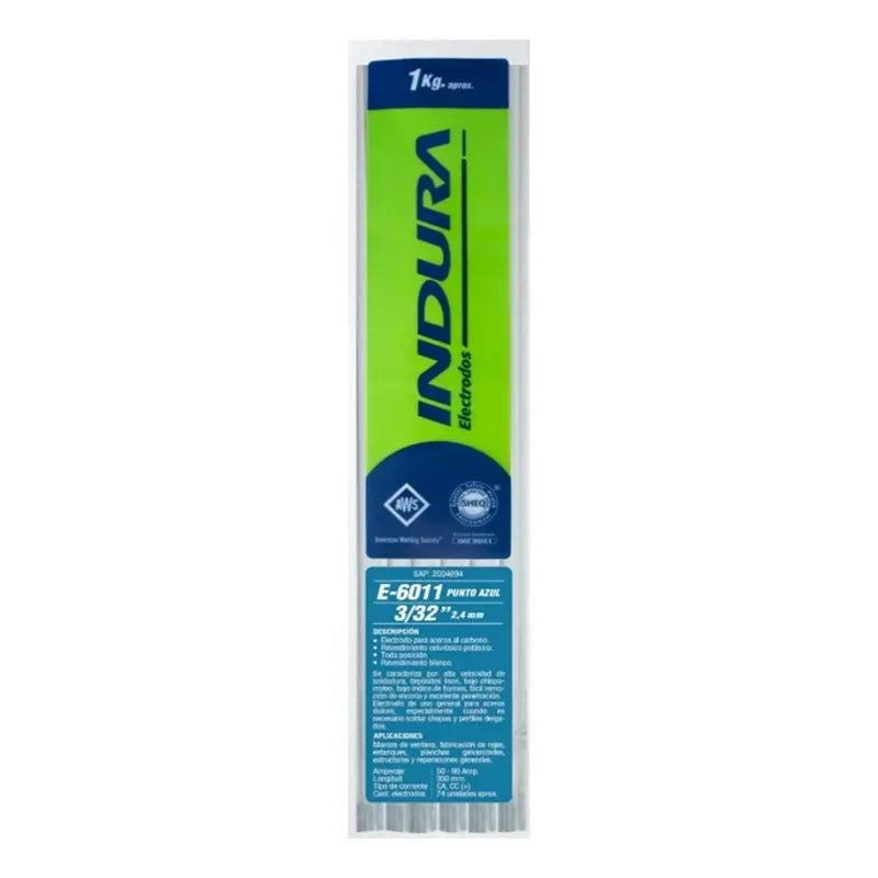 Electrodos Para Soldadura E-6011 3/32 Punto Azul 1kg Indura