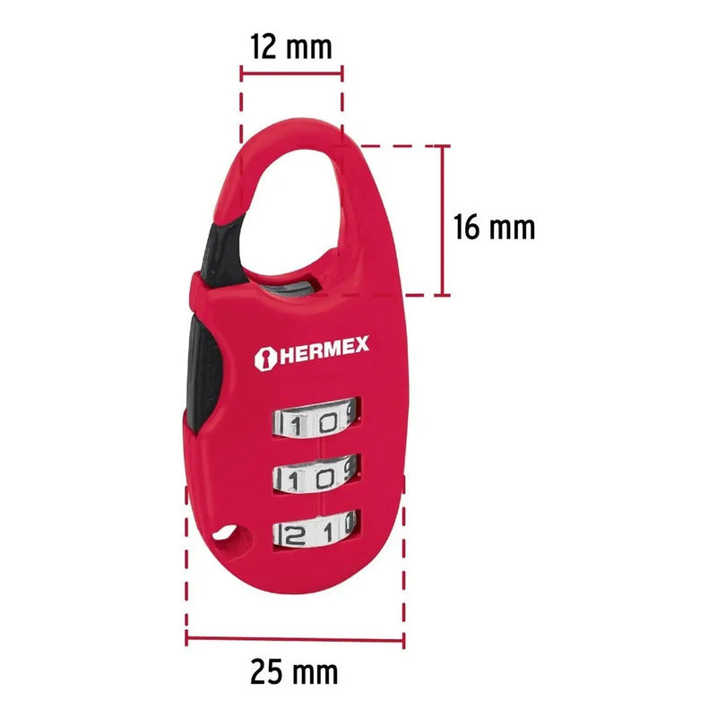 Candado 25 Mm Para Maleta Con Clave Hermex 
