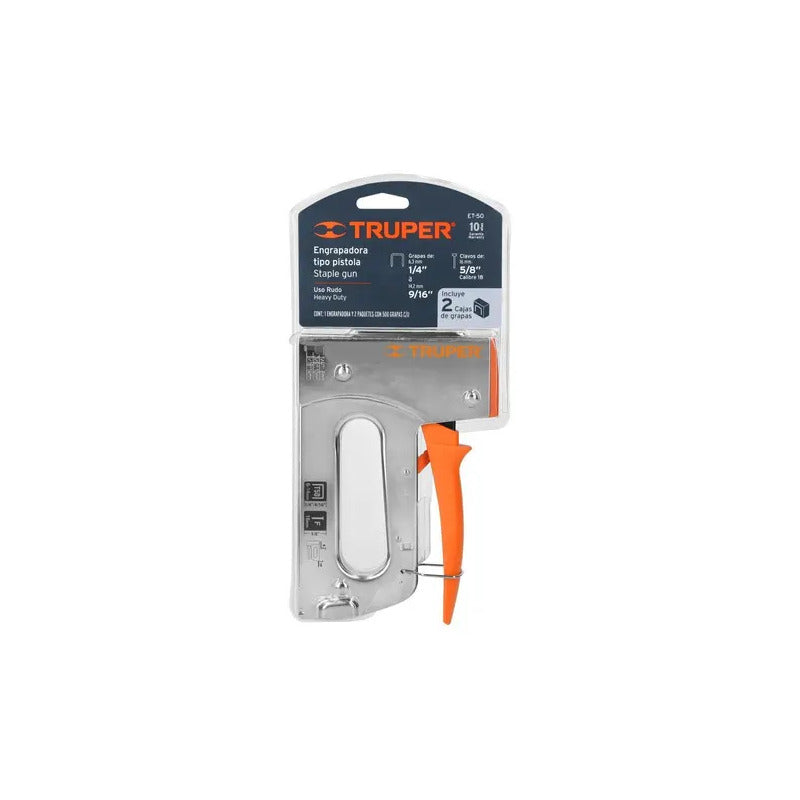Truper Et-50 Engrapadora Y Clavadora Uso Pesado Con 1000 Grapas