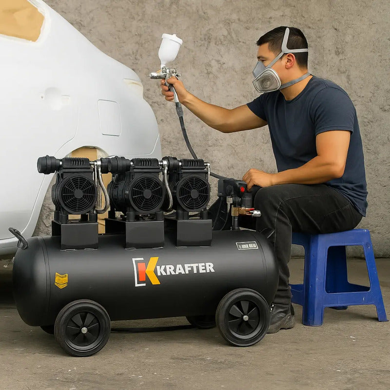Compresor Krafter Libre De Aceite Mzb-1100-h100 Negro 50-60hz Monofásica