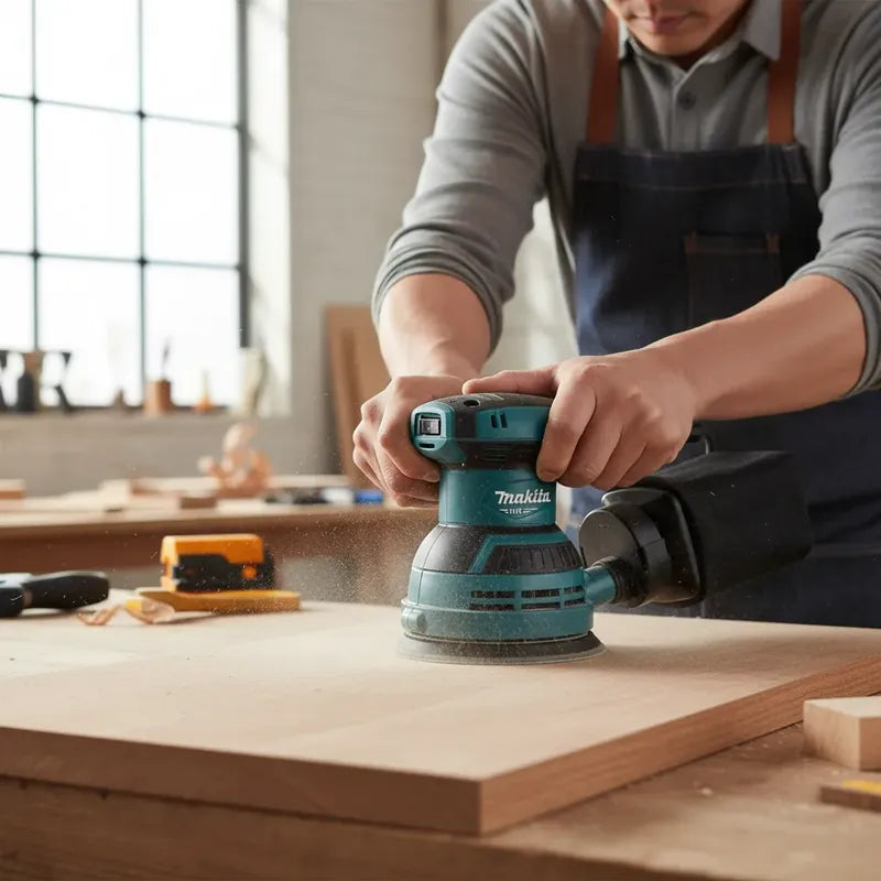 Lijadora Roto Orbital 125mm Makita M9204b + 10 Lijas G-40 Turquesa 50/60 Hz