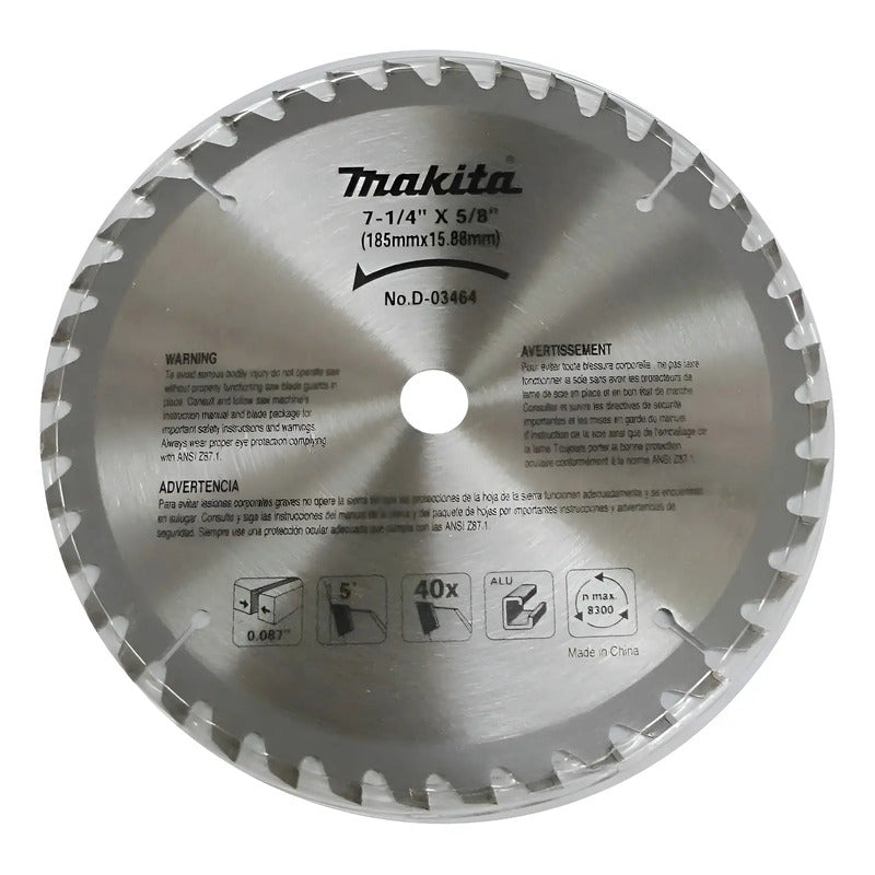 Disco De Sierra 7 1/4'' 40 Dientes P/aluminio Makita D-03464 Plateado