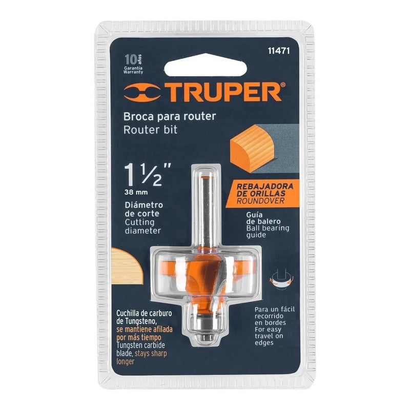 Fresa Para Router, Redondeado, 1-1/2  Con Balero, Truper