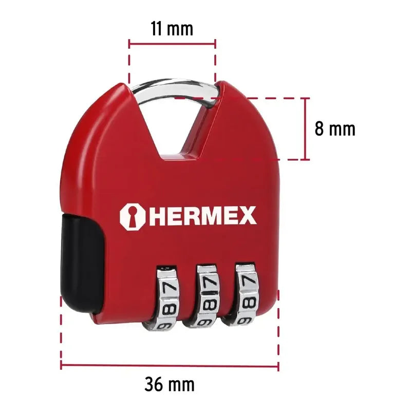 Candado 36 Mm Para Maleta Con Clave Hermex 