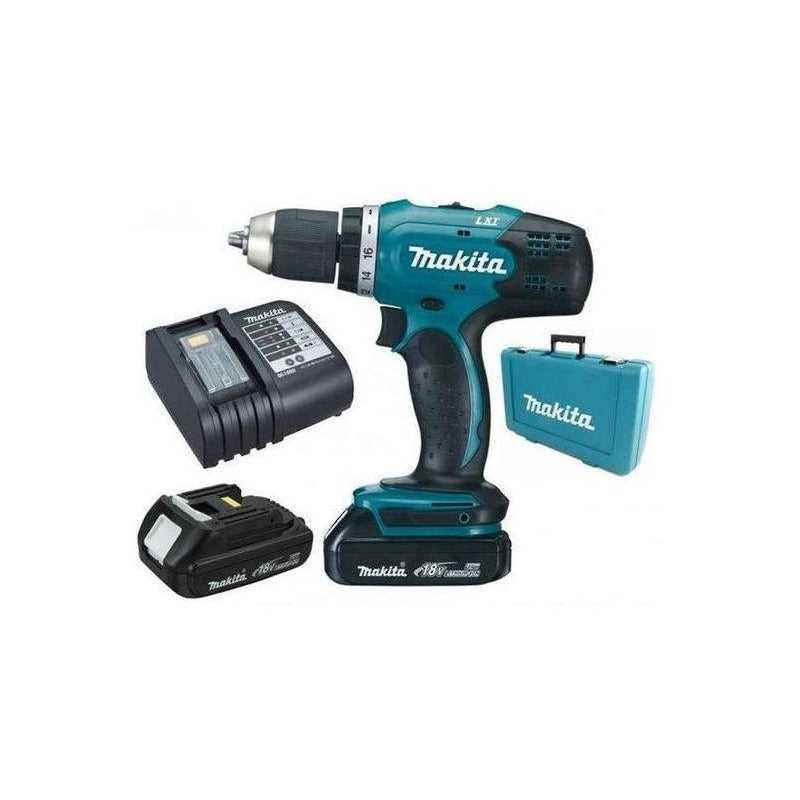 Taladro Atornillador Makita Ddf453sye 13mm 2 Baterias + Carg Turquesa Azul
