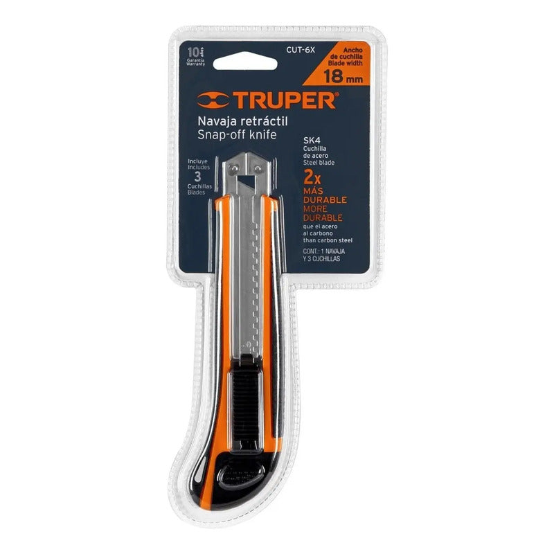 Cuchillo Cartonero Truper + 3 Hojas Repuesto - 