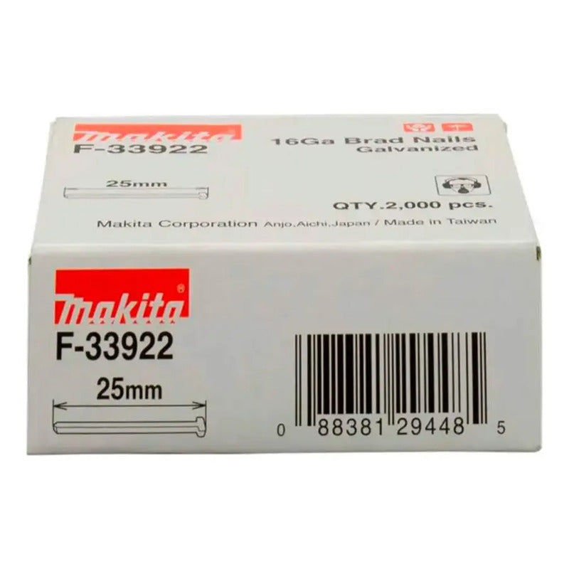 Clavos Punta 25mm Calibre 16ga / 2.000 Pzas Makita F-33922 1.6 Mm 2.5 Cm