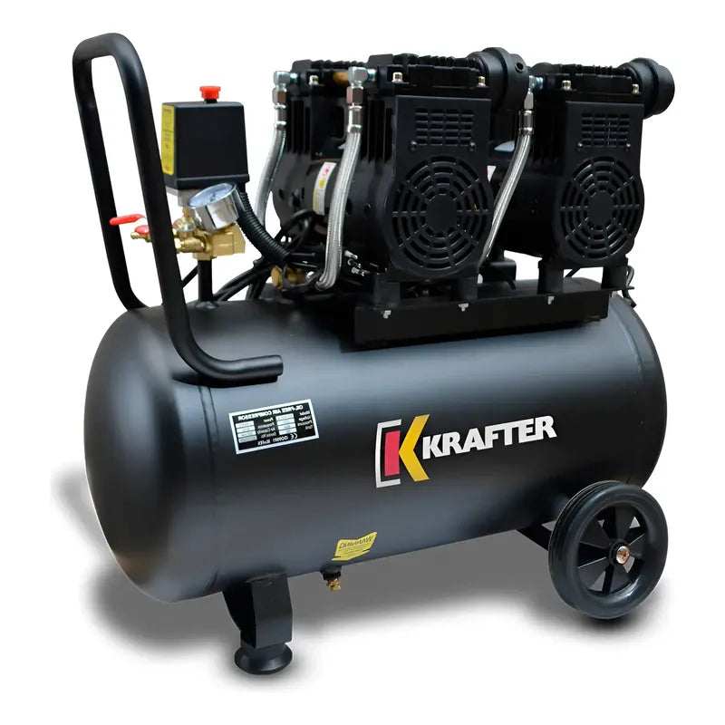 Compresor Libre De Aceite Krafter 50lts 3hp 63db Negro 50 Monofásica
