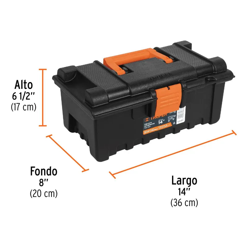 Caja Para Herramientas 14' (36cm) Broche Plástico - Truper Negro