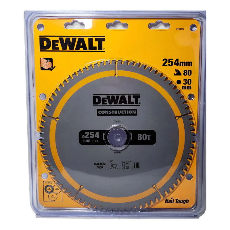 Disco De Sierra Construction 10'' 80d Dewalt Dt90272-qz Gris Claro