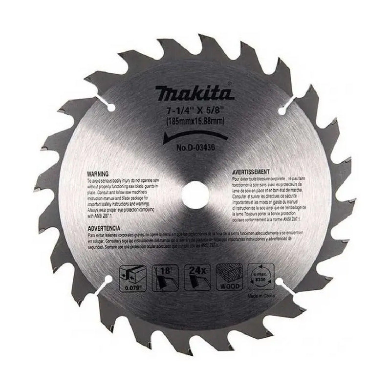 Disco Sierra Circular 7 1/4  24 Dientes D-03436 Makita