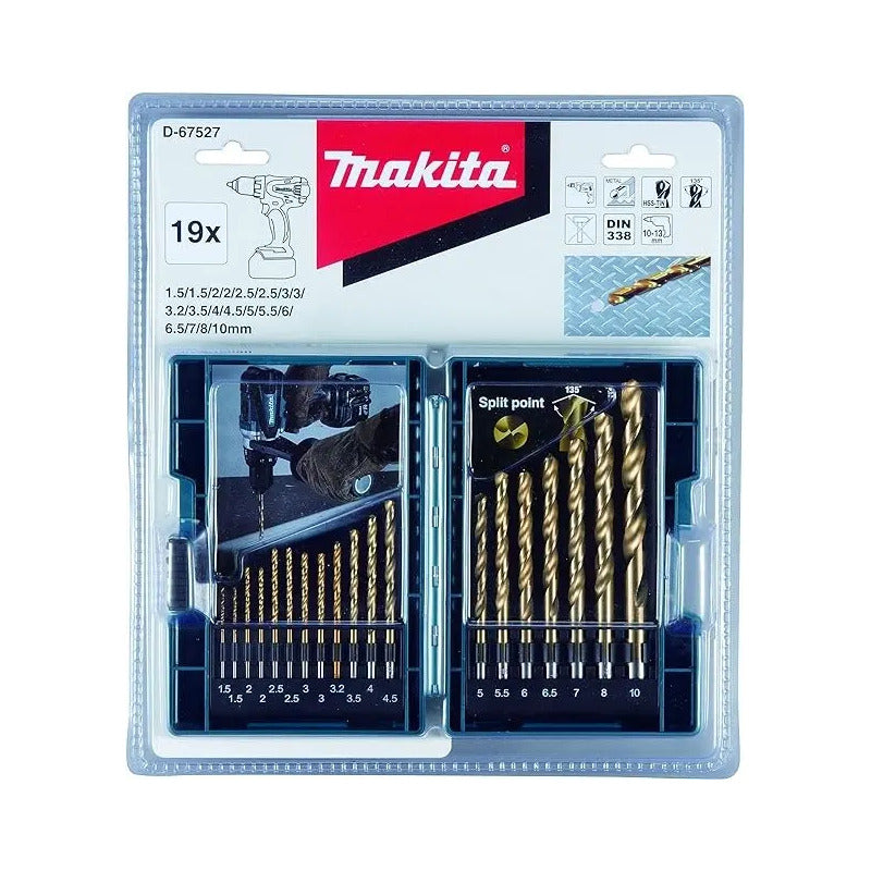 Set Brocas Metal 19piezas Hss Titanio D-67527 Makita