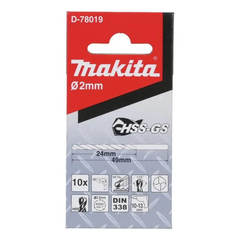 Set 10 Brocas Hss-gs P/metal 2x49mm Makita D-78019