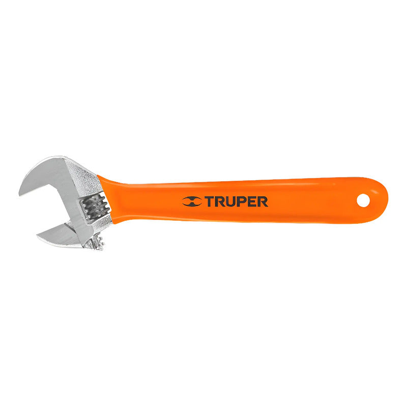 Llave Ajustable Francesa 10 PuLG. Cromada Mango Pvc Truper Naranja