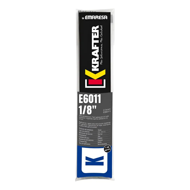 Electrodo Soldadura Krafter E6011 Diám. 1/8 1kg Blanco
