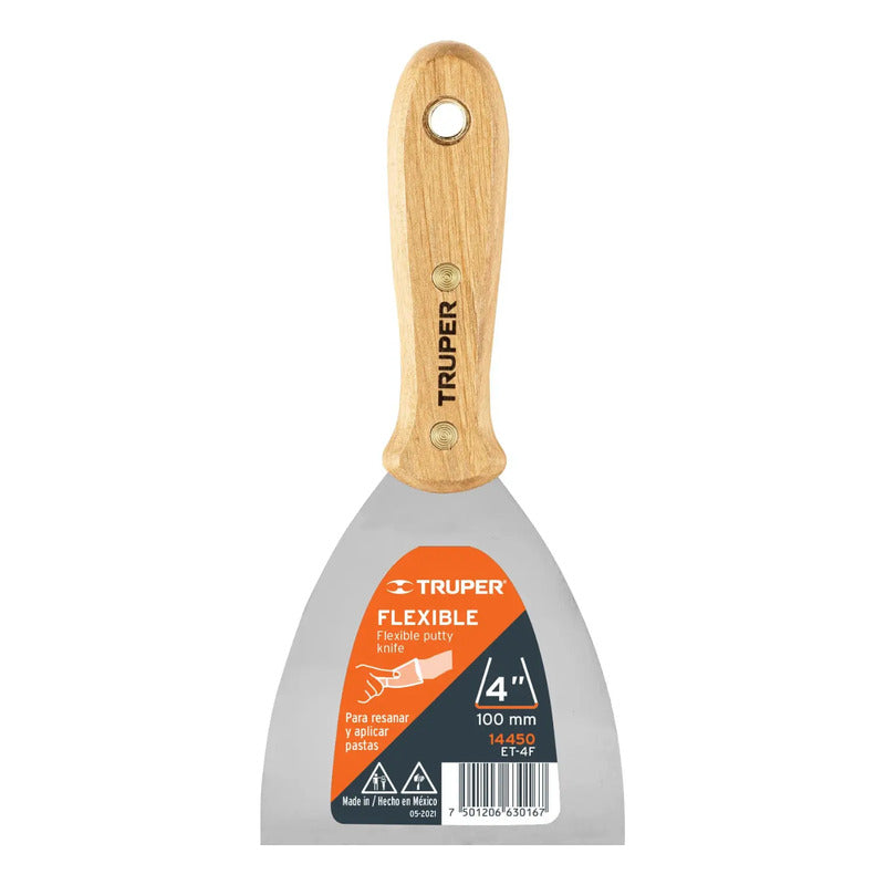 Espátula Flexible 4' Mango De Madera Et-4f, Truper 14450