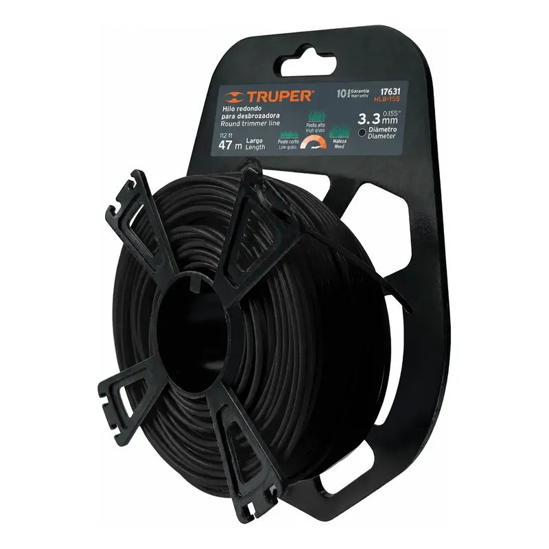 Hilo Redondo P/desbrozadora Truper 3.3mm X 47m Truper 17631 Negro