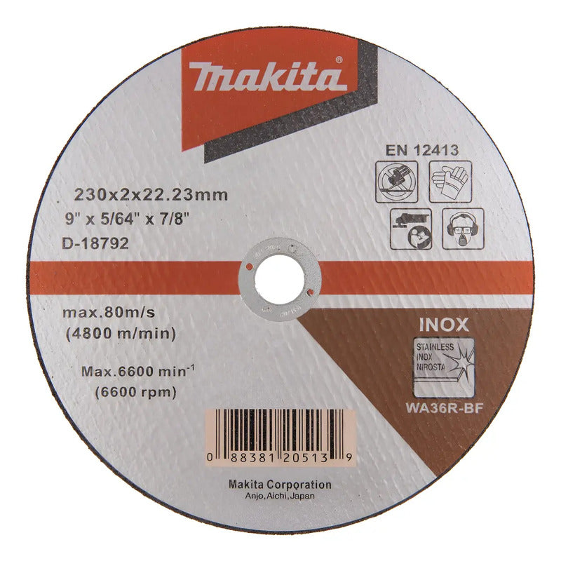 Set 5 Discos De Corte Acero Inoxidable 9''  D-18792 Makita Azul Claro