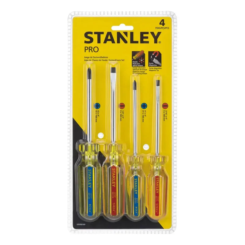 Set 4 Destornilladores Pro Paleta Y Cruz Stanley Stht69169