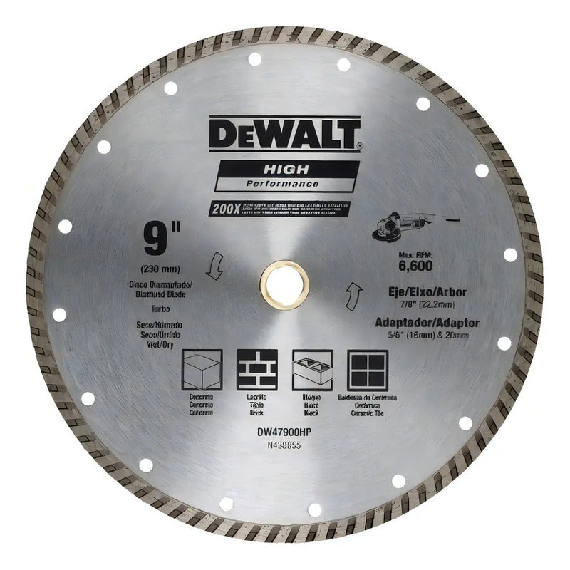 Disco Diamantado Segmentado 9'' Dewalt Dw47900hp Plateado