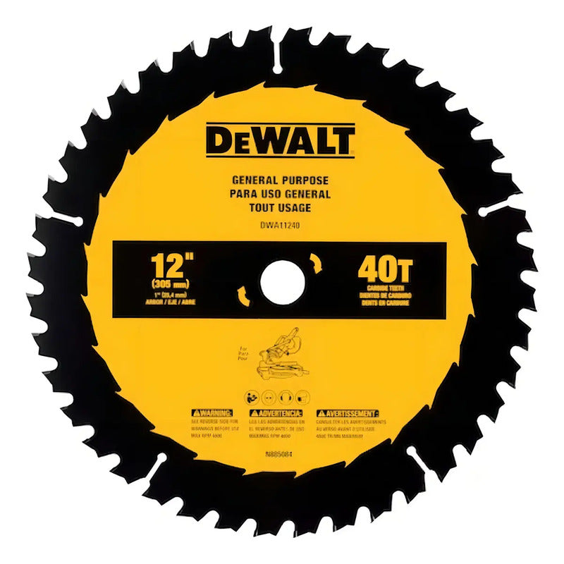 Disco De Sierra 12'' Madera 40 Dientes Dewalt Dwa11240 Negro Y Amarillo