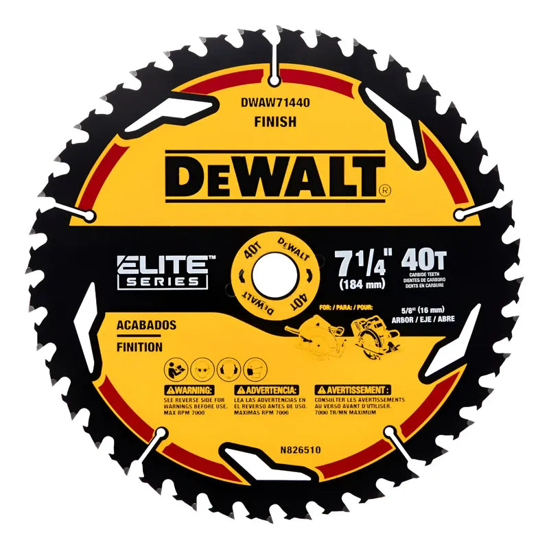 Disco De Sierra 7-1/4  40t Elite Series Dewalt Dwaw71440 Amarillo