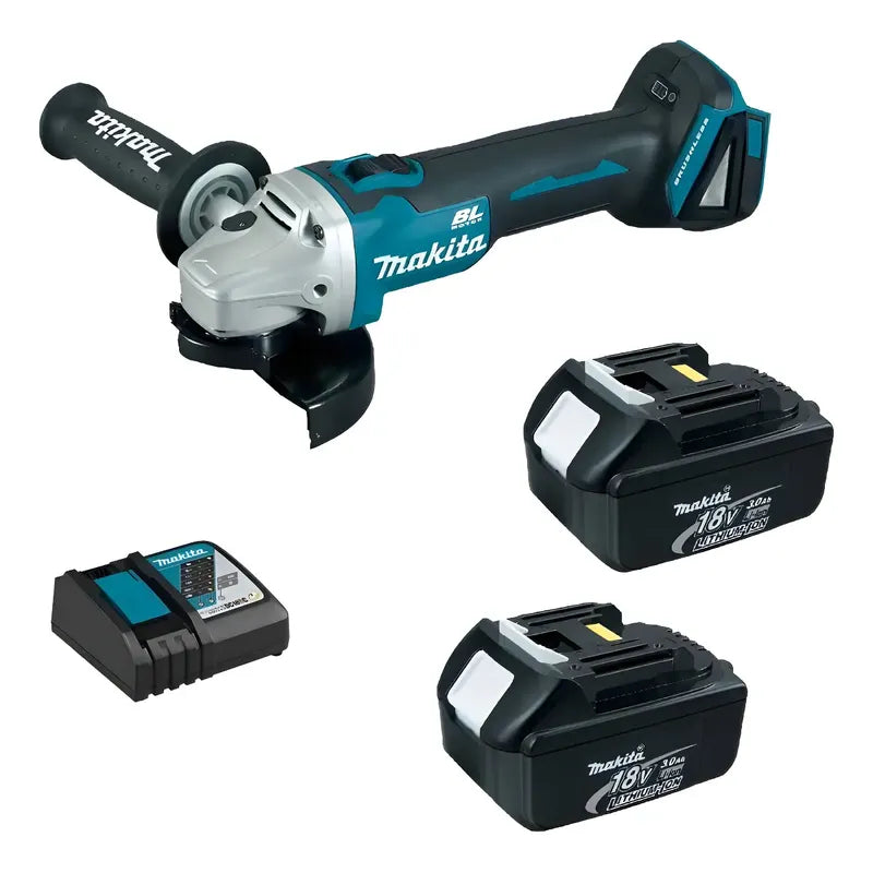 Esmeril Angular 4 1/2 18v+2 Bat 3.0a+ Carg. Makita Dga454rfe Verde