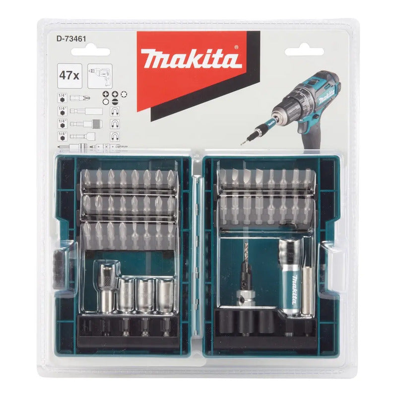 Juego De Puntas, Vasos Y Mandril Guia 47 Pzs. Makita D-73461