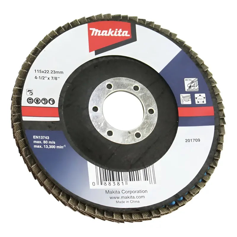 Disco Traslapado Metal 4-1/2' Gr60 Óx. Alum. Makita D-63448 Bordó