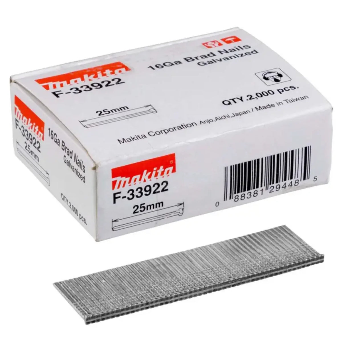 Clavos Punta 25mm Calibre 16ga / 2.000 Pzas Makita F-33922 1.6 Mm 2.5 Cm