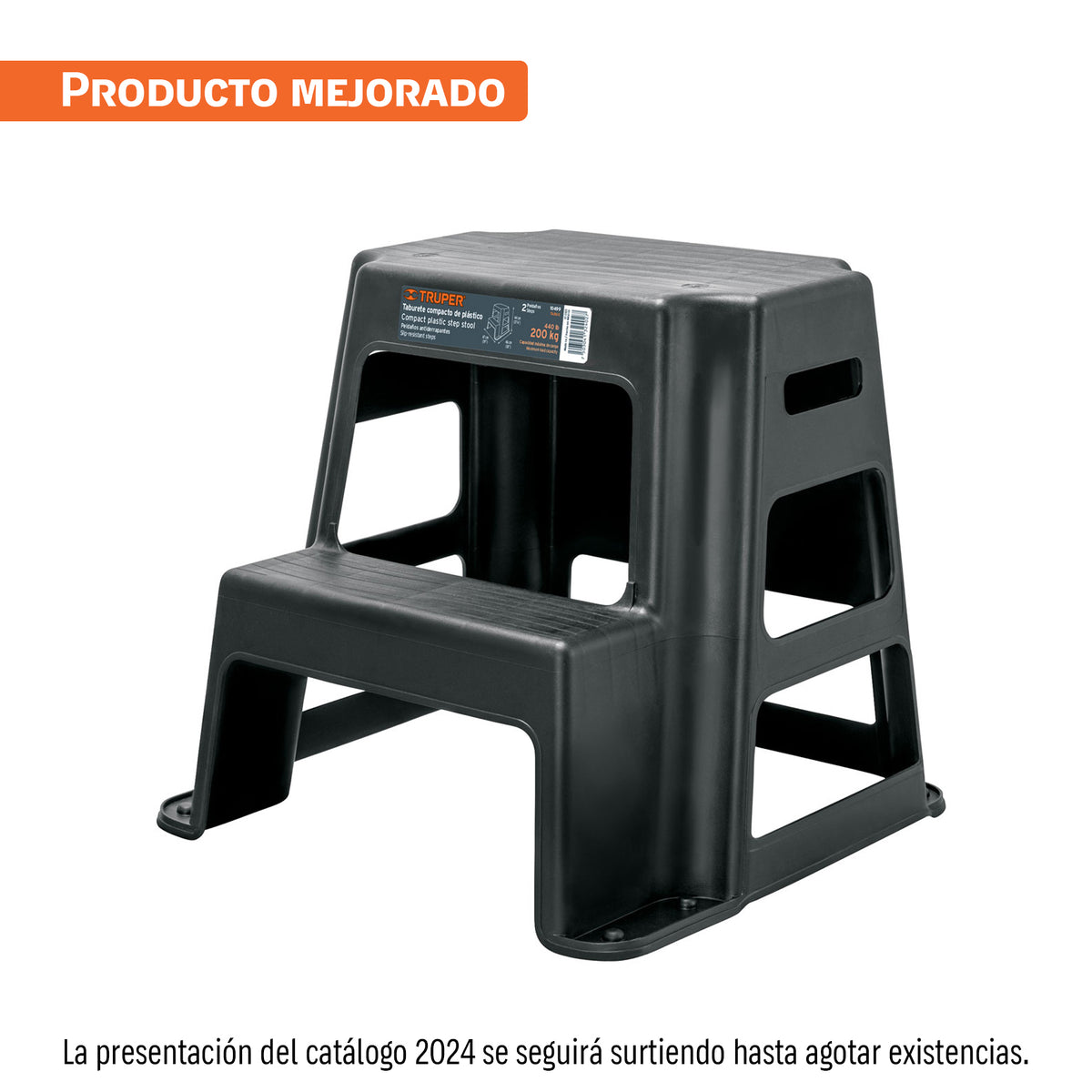 Piso Plástico (taburete) 2 Peldaños Truper  Negro